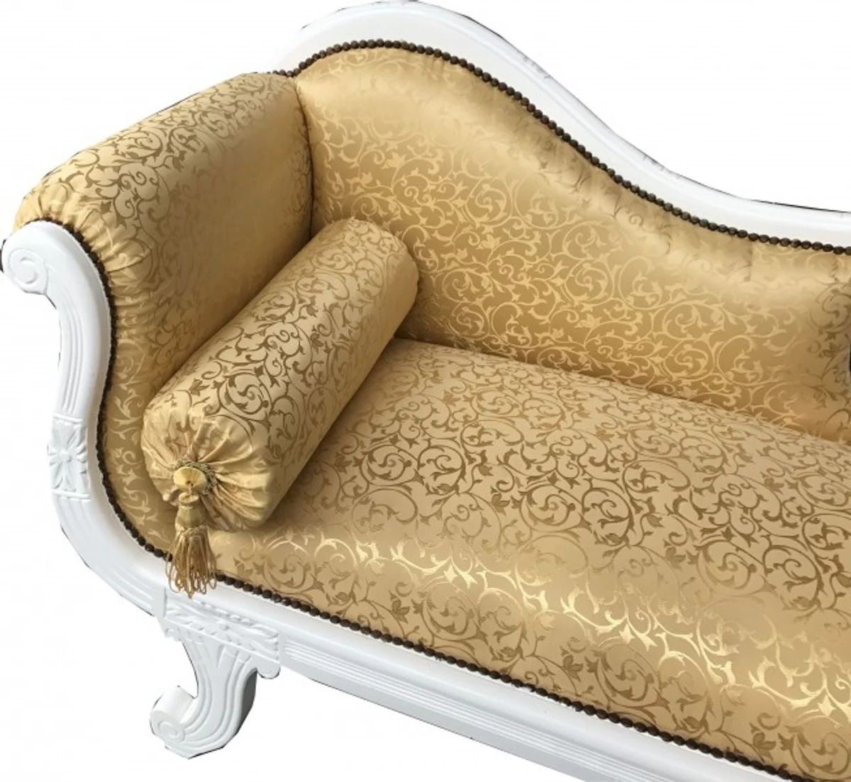 Baroque Chaise Longue Model XXL Gold Pattern / White - Recamiere Living Room Furniture