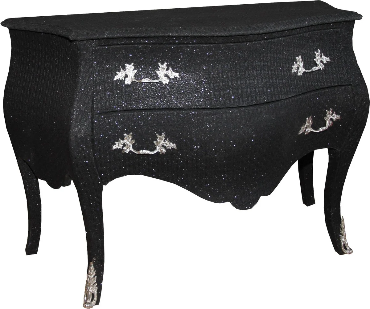 Baroque chest of drawers black / glitter look 120cm Mod2