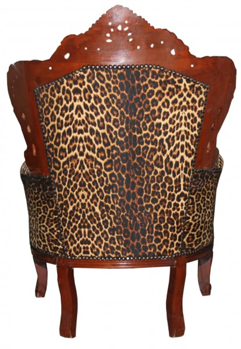 Barock Sessel King Leopard / Braun 85 x 85 x H. 120 cm