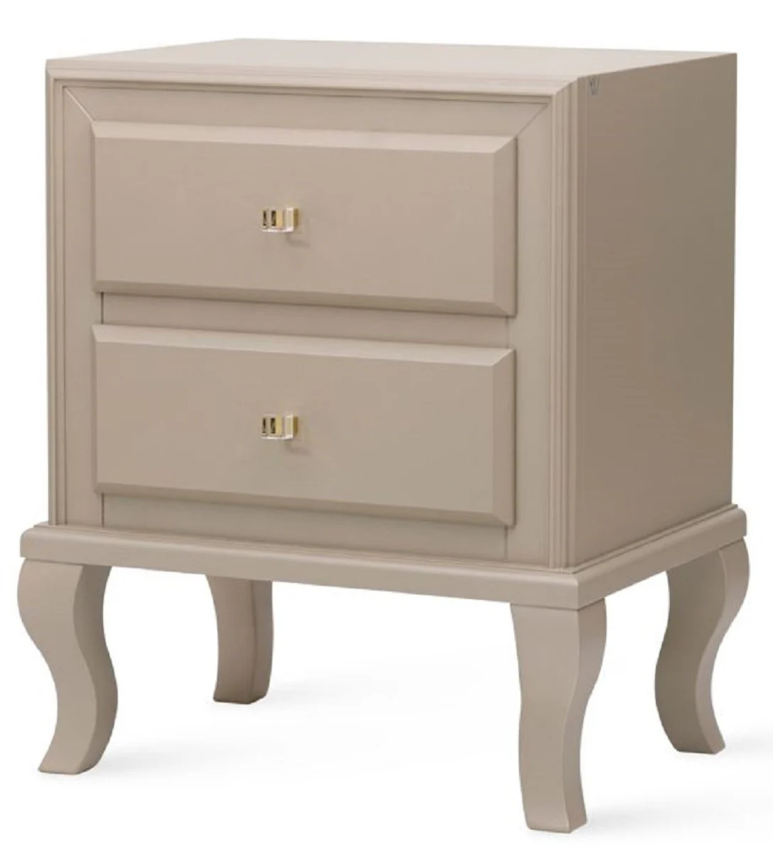 Luxury Art Deco bedside table beige 55 x 40 x H. 65 cm - Solid wood side table with 2 drawers - Luxury bedroom furniture - Luxury Art Deco furniture