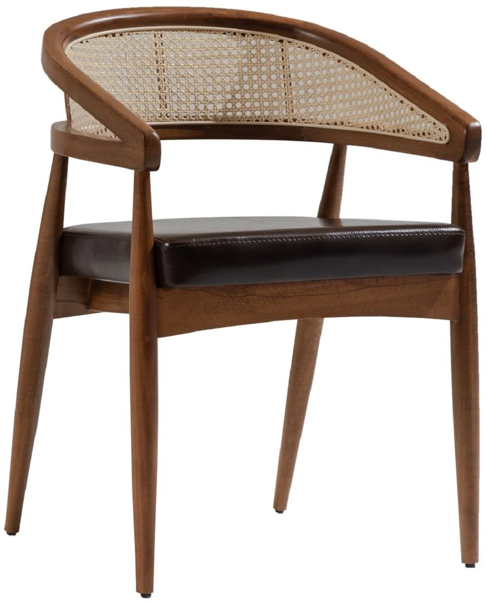 Luxury dining room chair with armrests brown / natural / black H. 79 cm