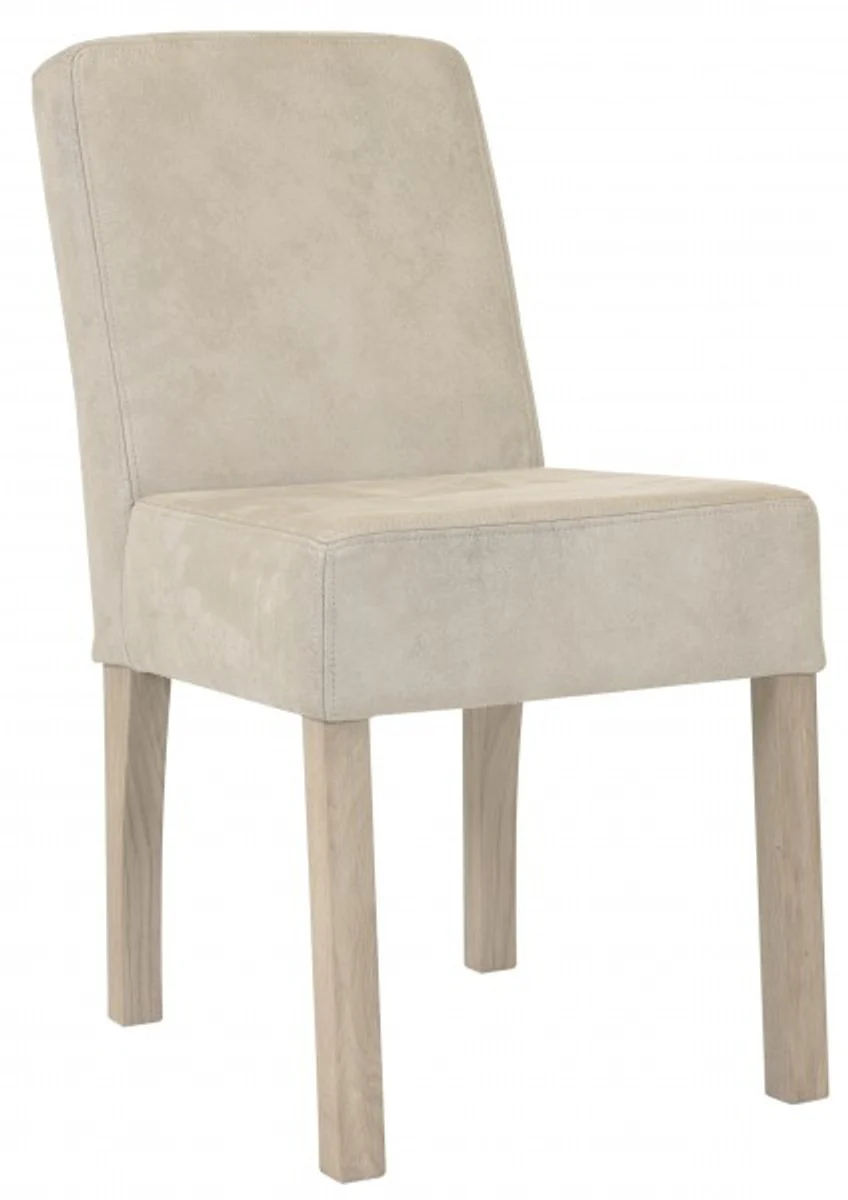 Designer dining room chair ModEF 35 beige leather - hotel furniture - wood beech