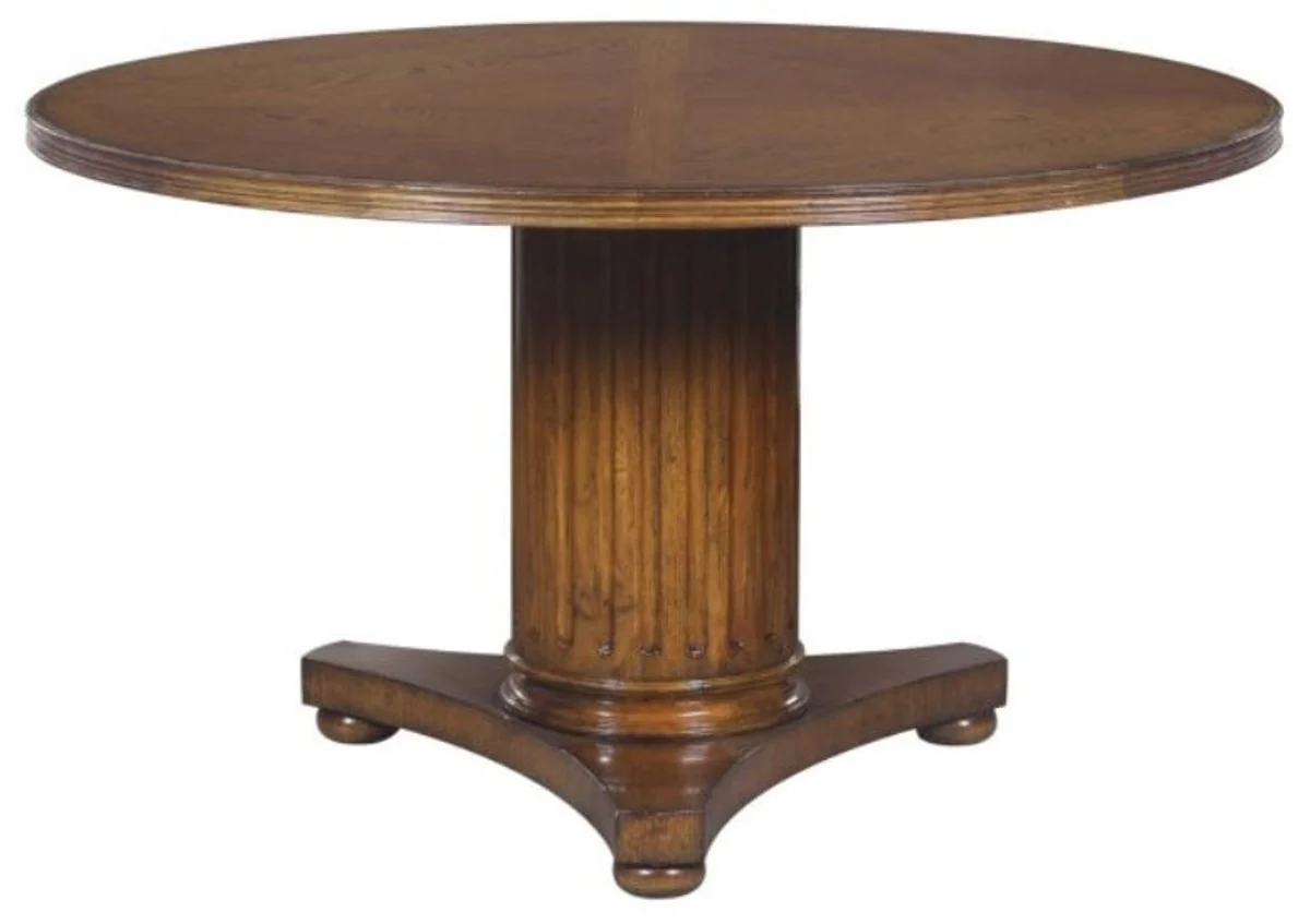 Luxury oak wood dining table brown Ø 135 x H. 78 cm - solid wood dining room furniture