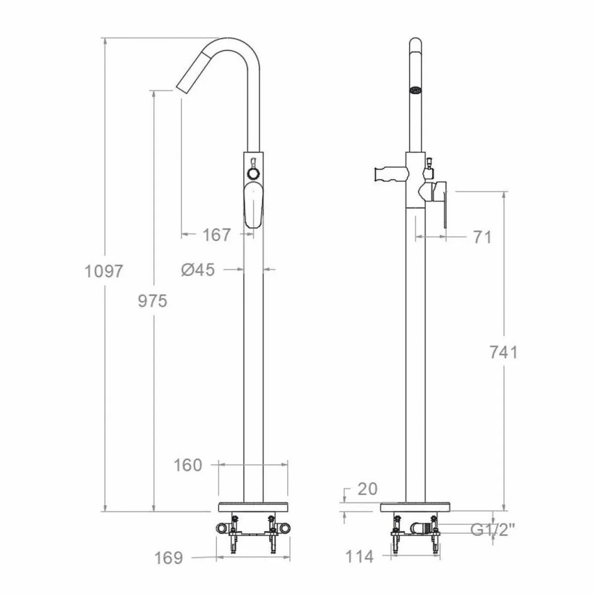Luxury bathtub mixer H. 109.7 cm - Various colors - Bathroom accessories