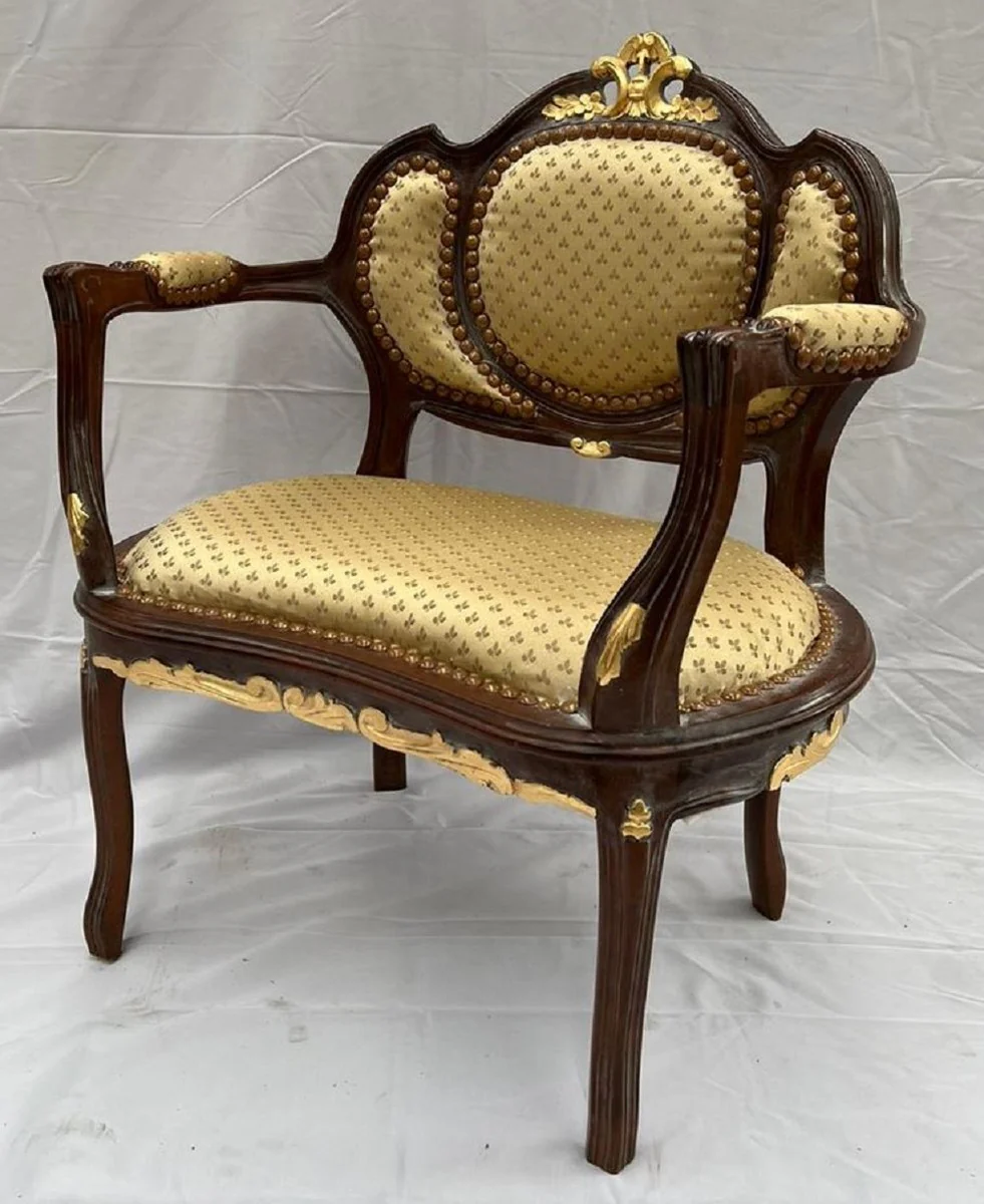 Baroque Salon Chair Gold / Dark Brown - Handmade Antique Style Chair - Furniture in Baroque Style - Baroque Furniture - Baroque Furnishings