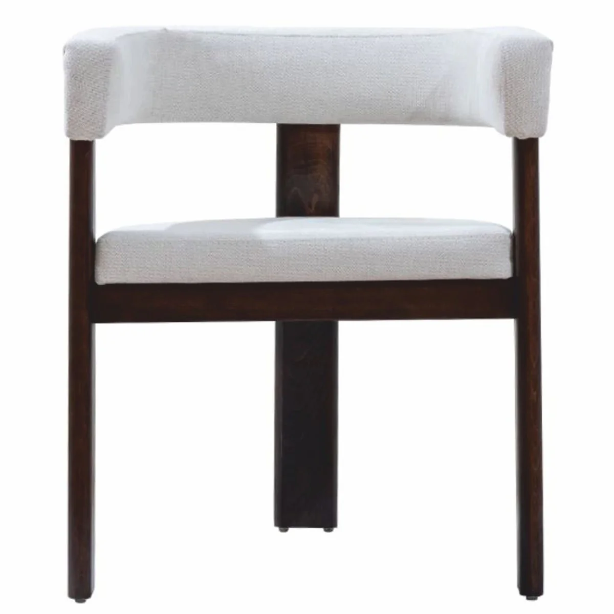 Luxury dining room chair with armrests white / dark brown - dining room furniture