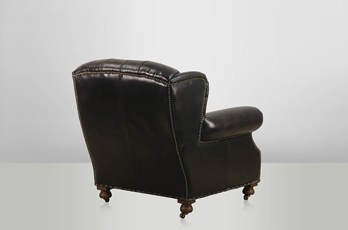 Chesterfield Luxury Real Leather Wing Chair Adringley Vintage Leather by Ebony - Club Armchair
