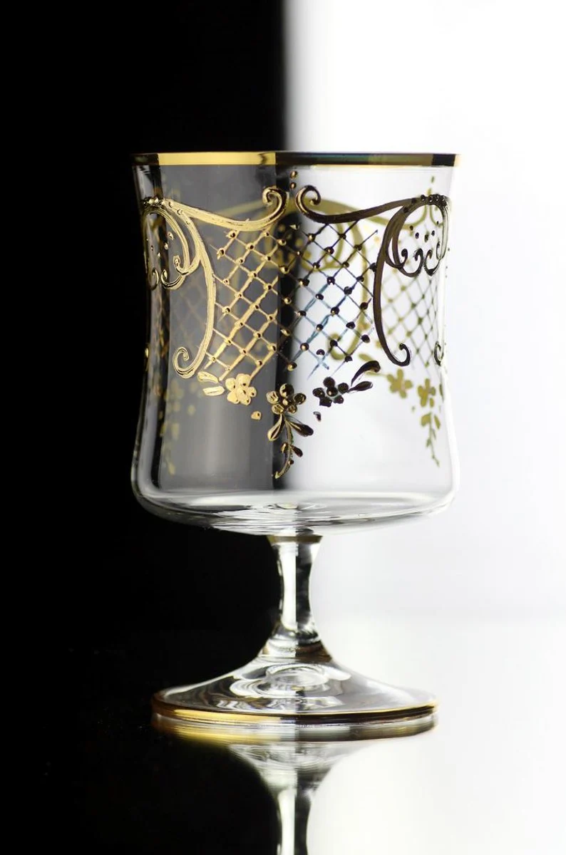 Luxury Baroque Brandy Glass Set of 6 Gold Ø 8.5 x H. 14.5 cm - Handmade and hand-painted cognac glasses - Hotel & Restaurant Accessories - Luxury quality