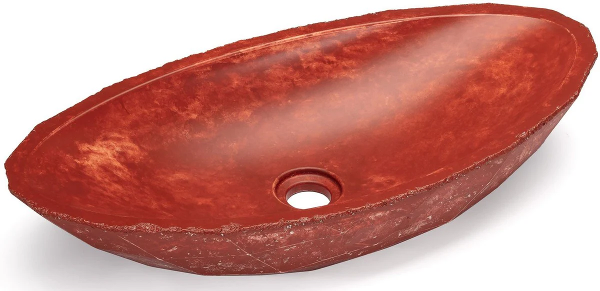 Luxury washbasin bowl red / white 60.9 x 29.7 x H. 11.9 cm - Handmade concrete washbasin - Bathroom accessories - Luxury bathroom accessories