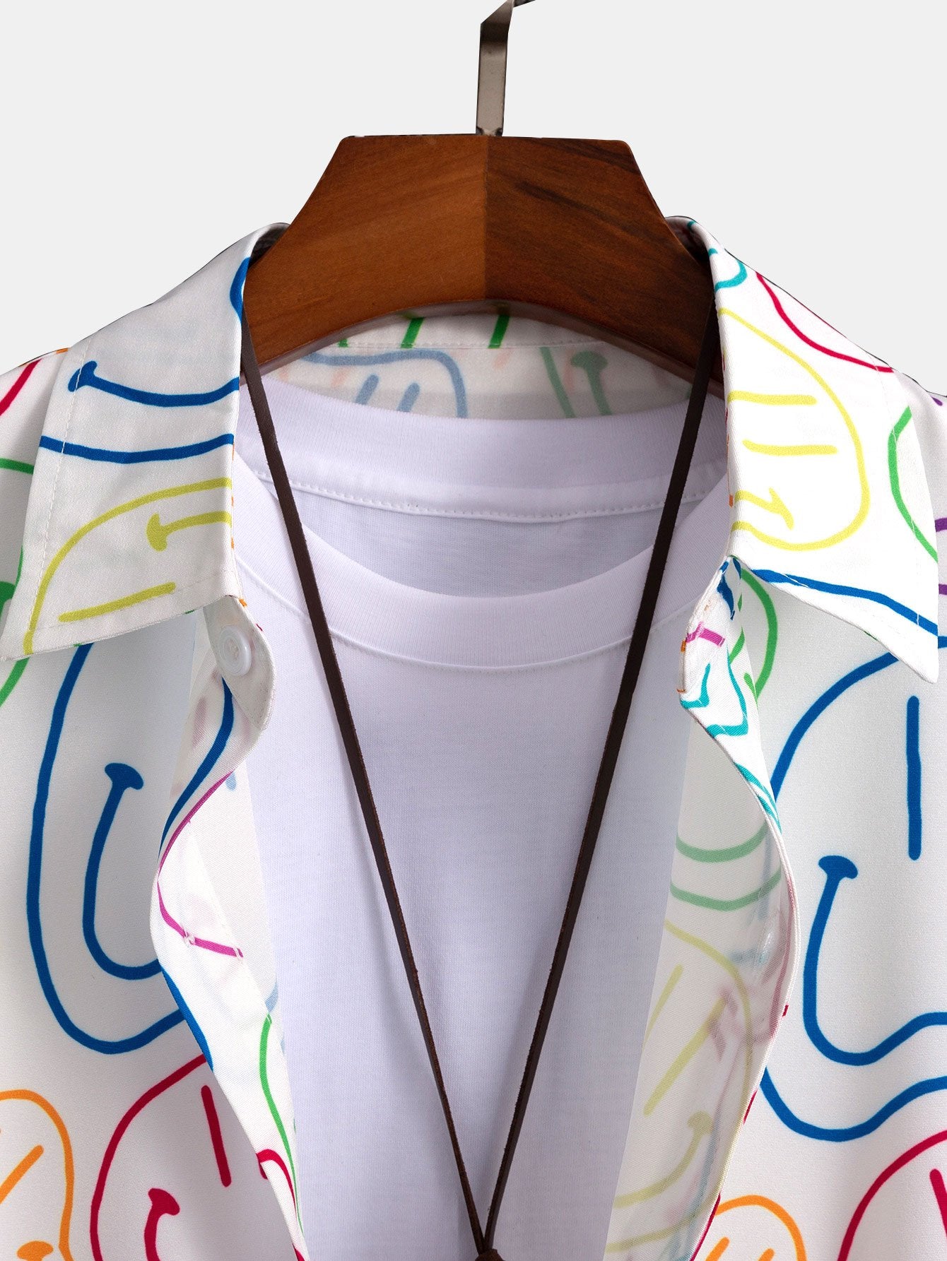 Colorful Smiley Print Button Up Shirt