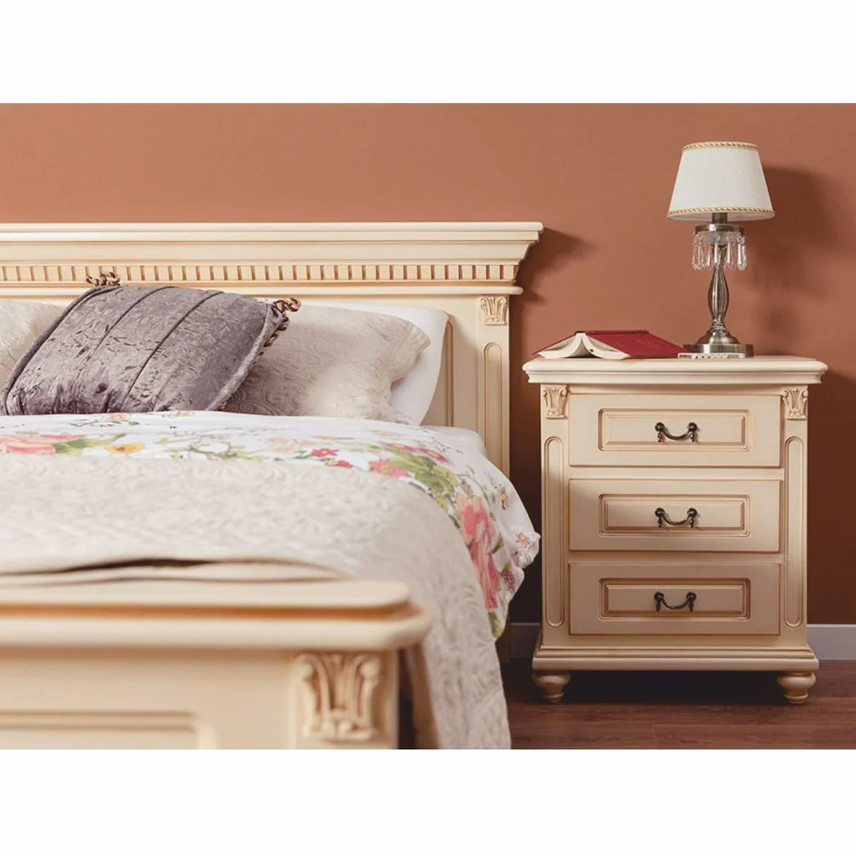 Luxury Baroque double bed cream 180 x 200 cm - Baroque bedroom furniture