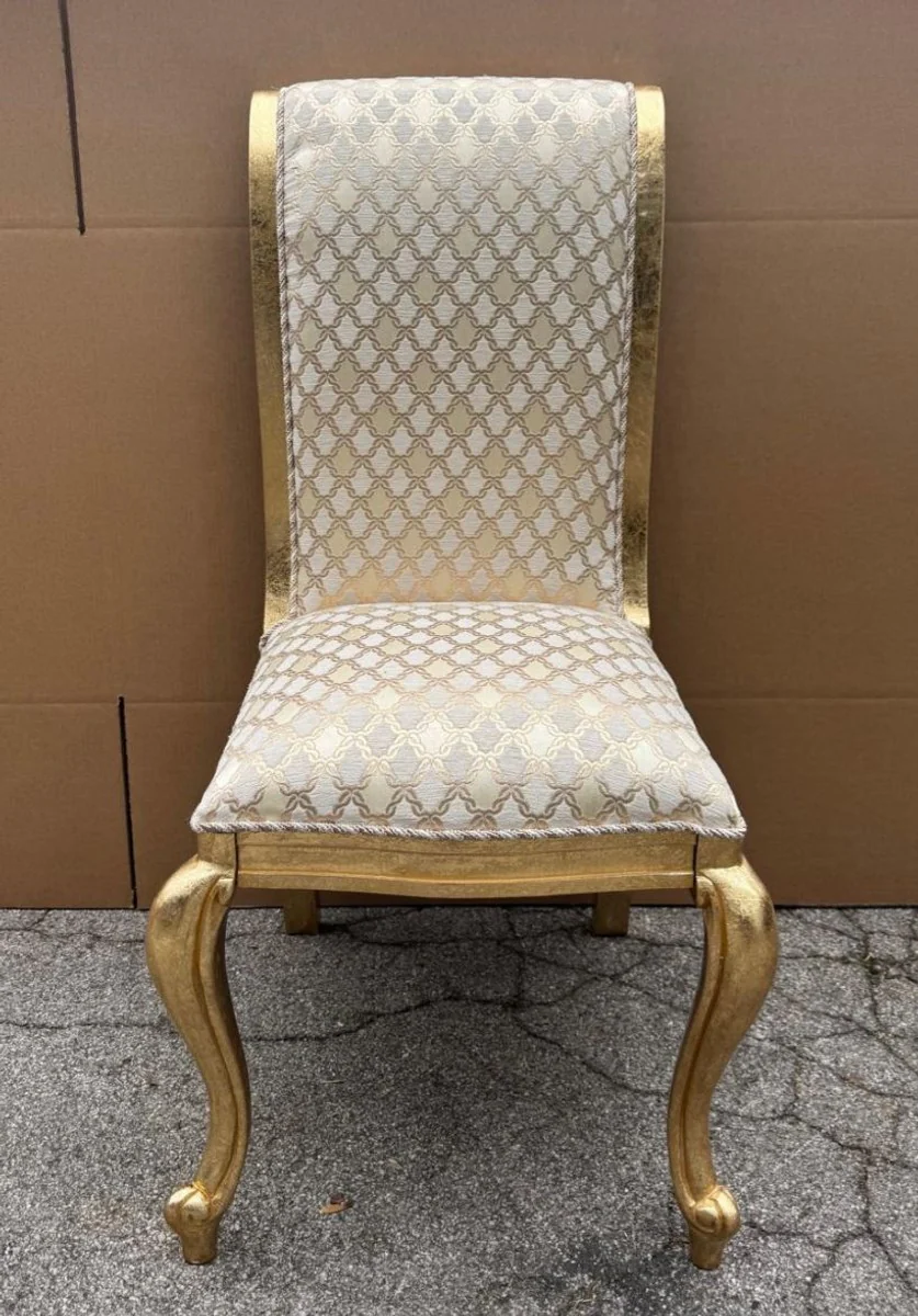Luxury Baroque Dining Room Chair Gold Pattern / Gold H. 105 cm - Baroque Furniture