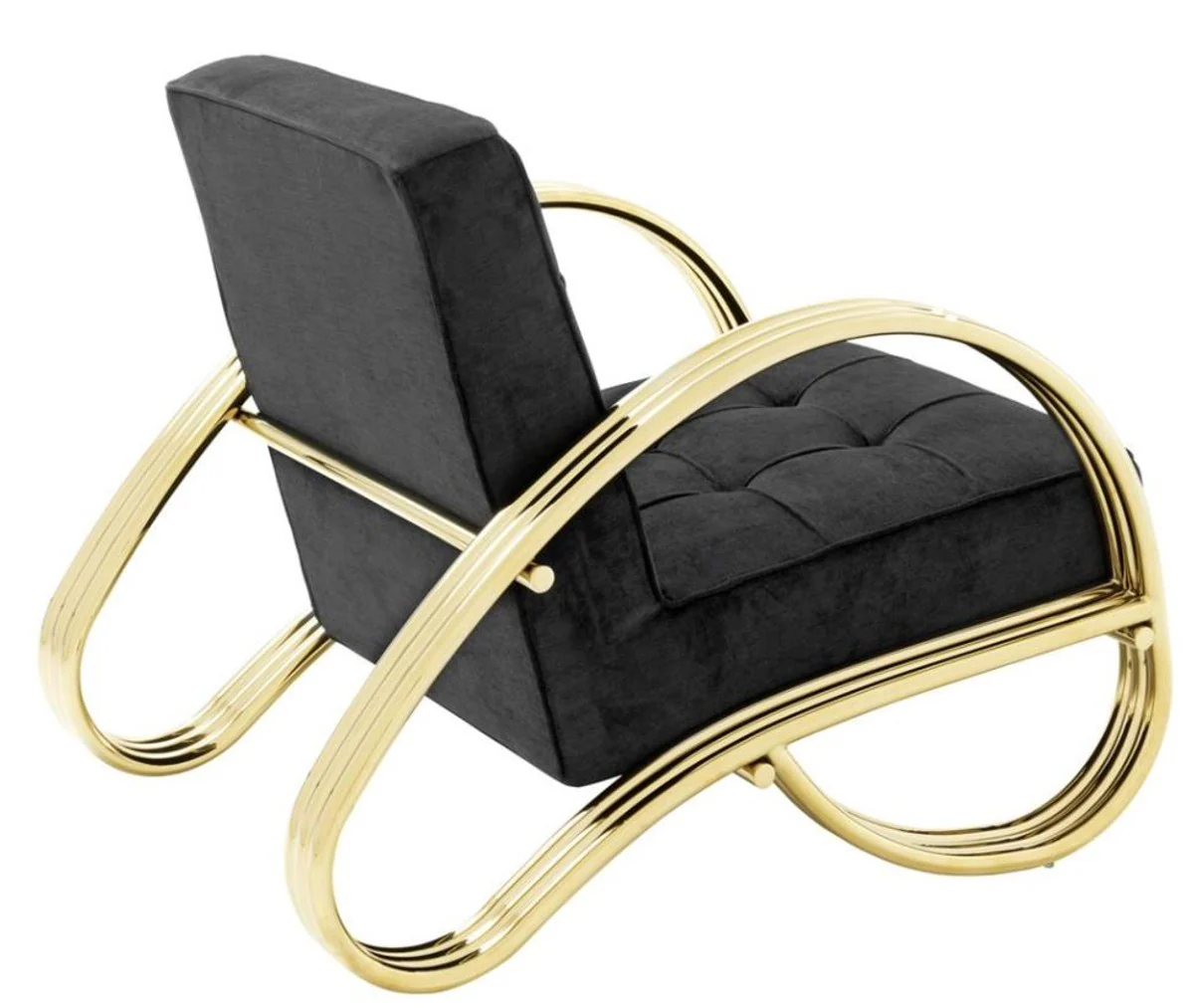 Luxury armchair black / gold 75 x 98 x H. 78 cm - designer armchair