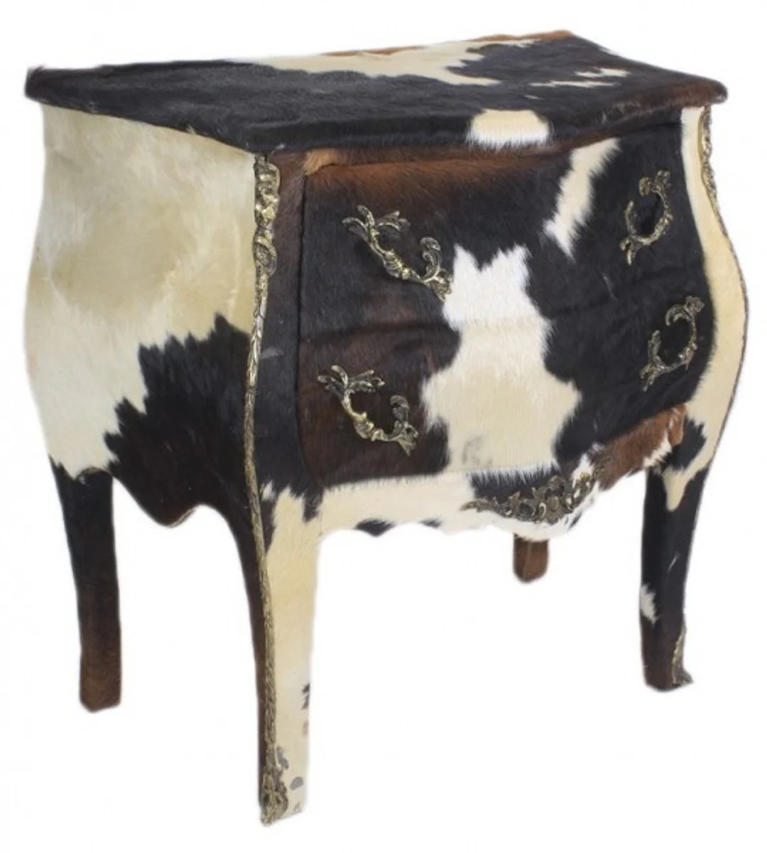 Baroque chest of drawers cowhide black / white 100 cm - furniture antique style