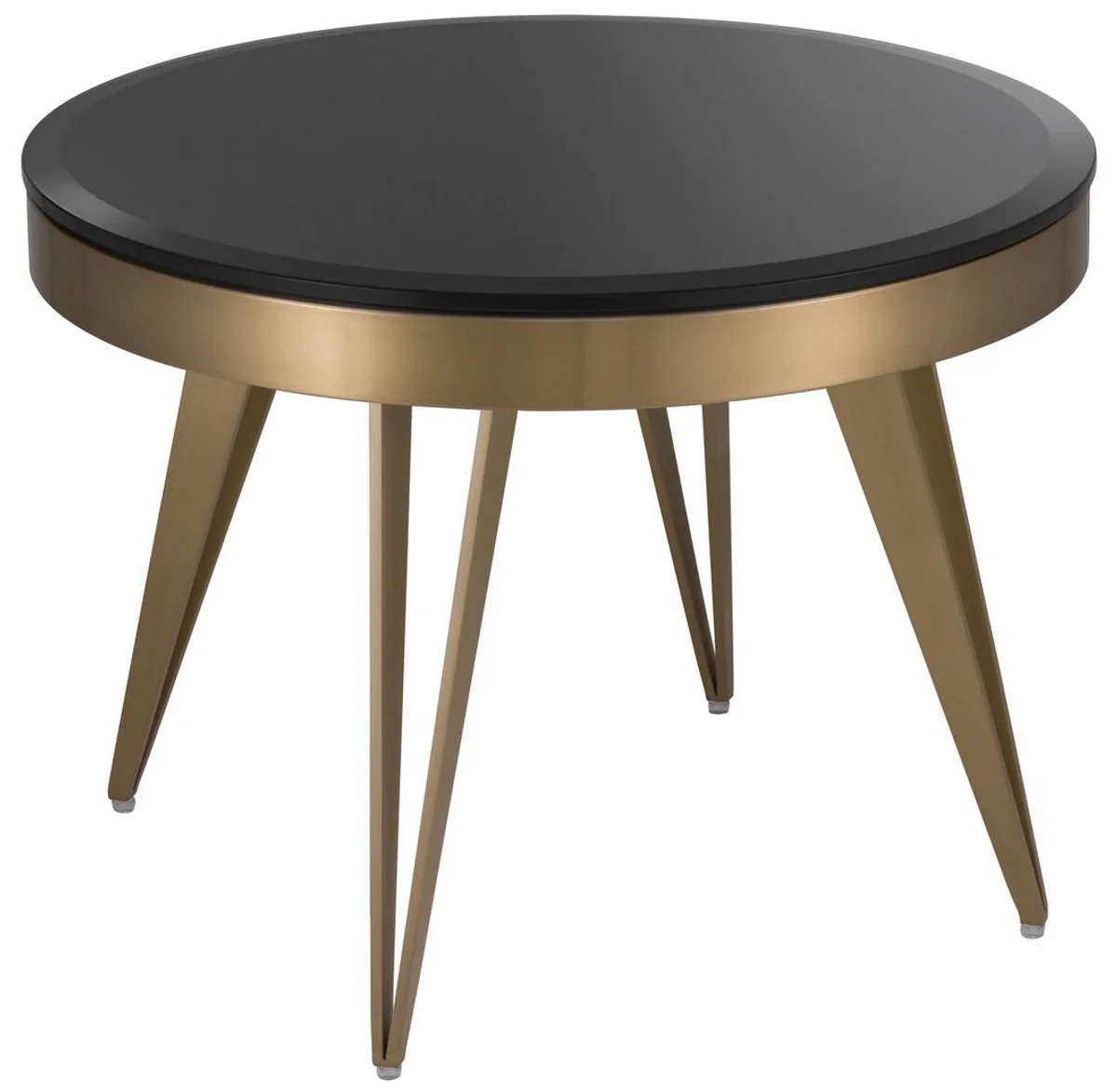 Luxury side table brass / black Ø 60 x H. 45 cm - Round stainless steel table with glass top - Living room furniture - Luxury furniture
