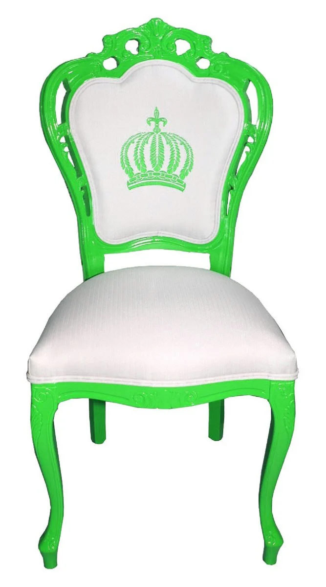 Pompöös by Luxury Baroque Dining Room Chairs White / Green - Pompöös Baroque Chairs designed by Harald Glööckler - 4 Dining Room Chairs - Baroque Dining Room Furniture