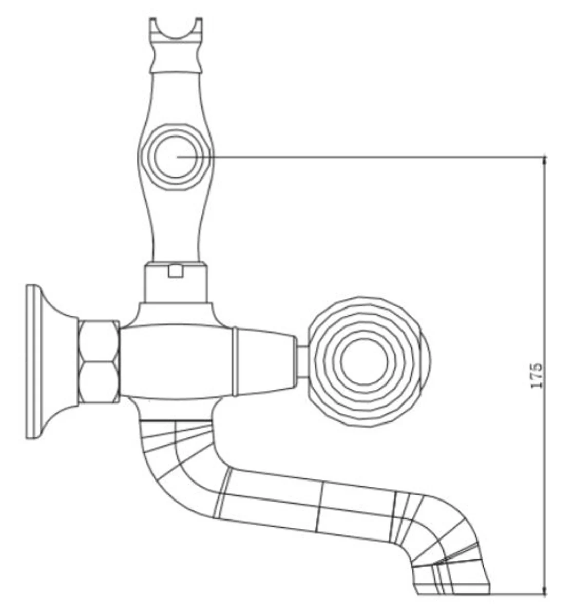 Luxury Art Nouveau bath mixer with hose and hand shower gold - bathtub fitting with crystal glass - nostalgic bathroom accessories