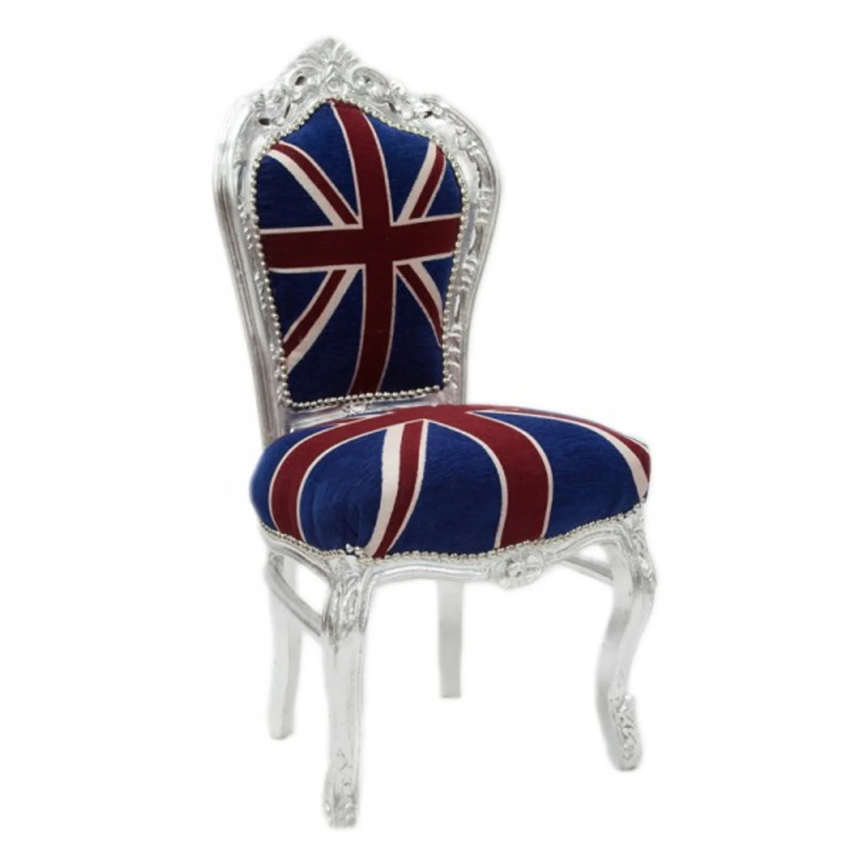 Move! Baroque Dining Chair Union Jack / Silver - Furniture Antique Style