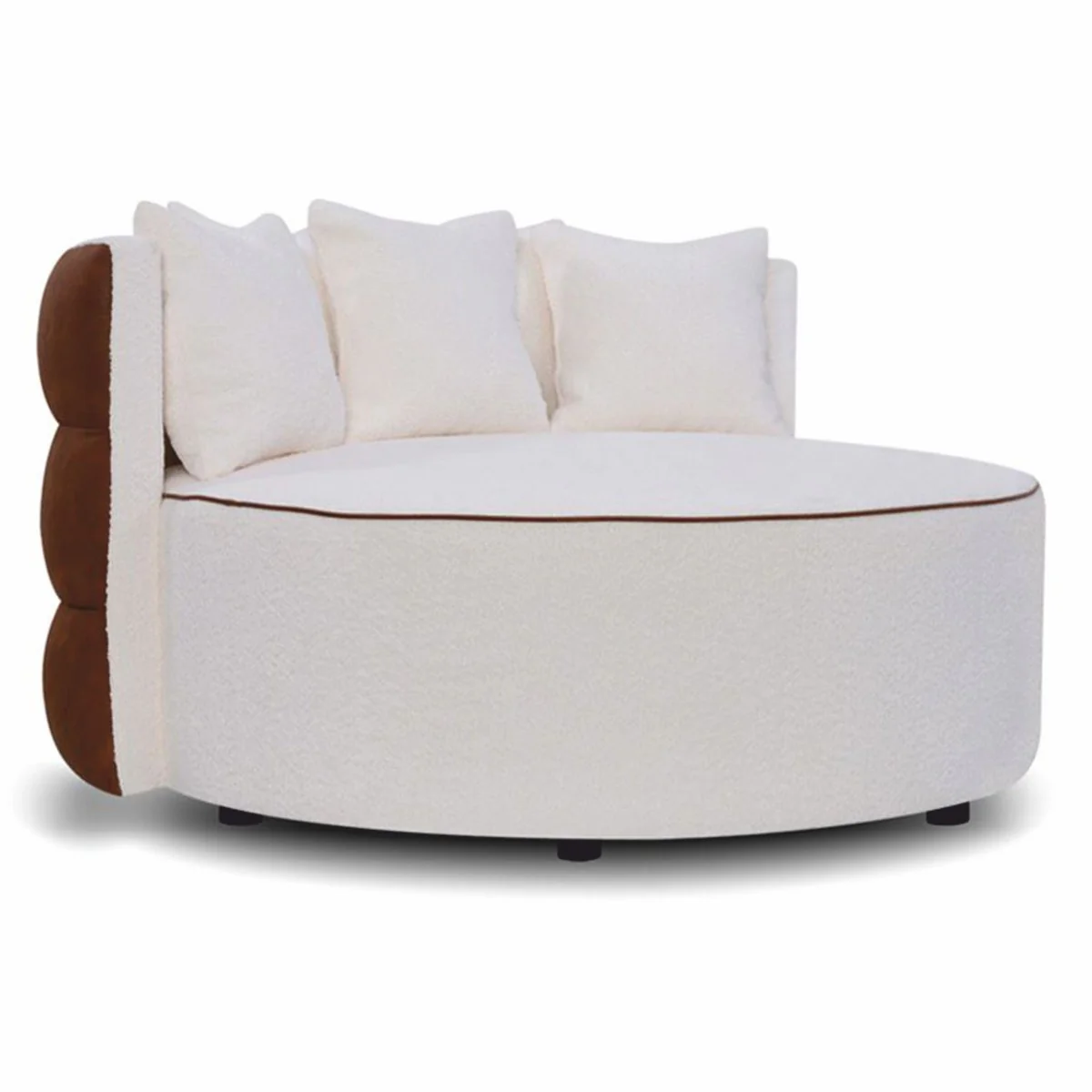Luxury sofa white / brown Ø 132 cm - round living room sofa