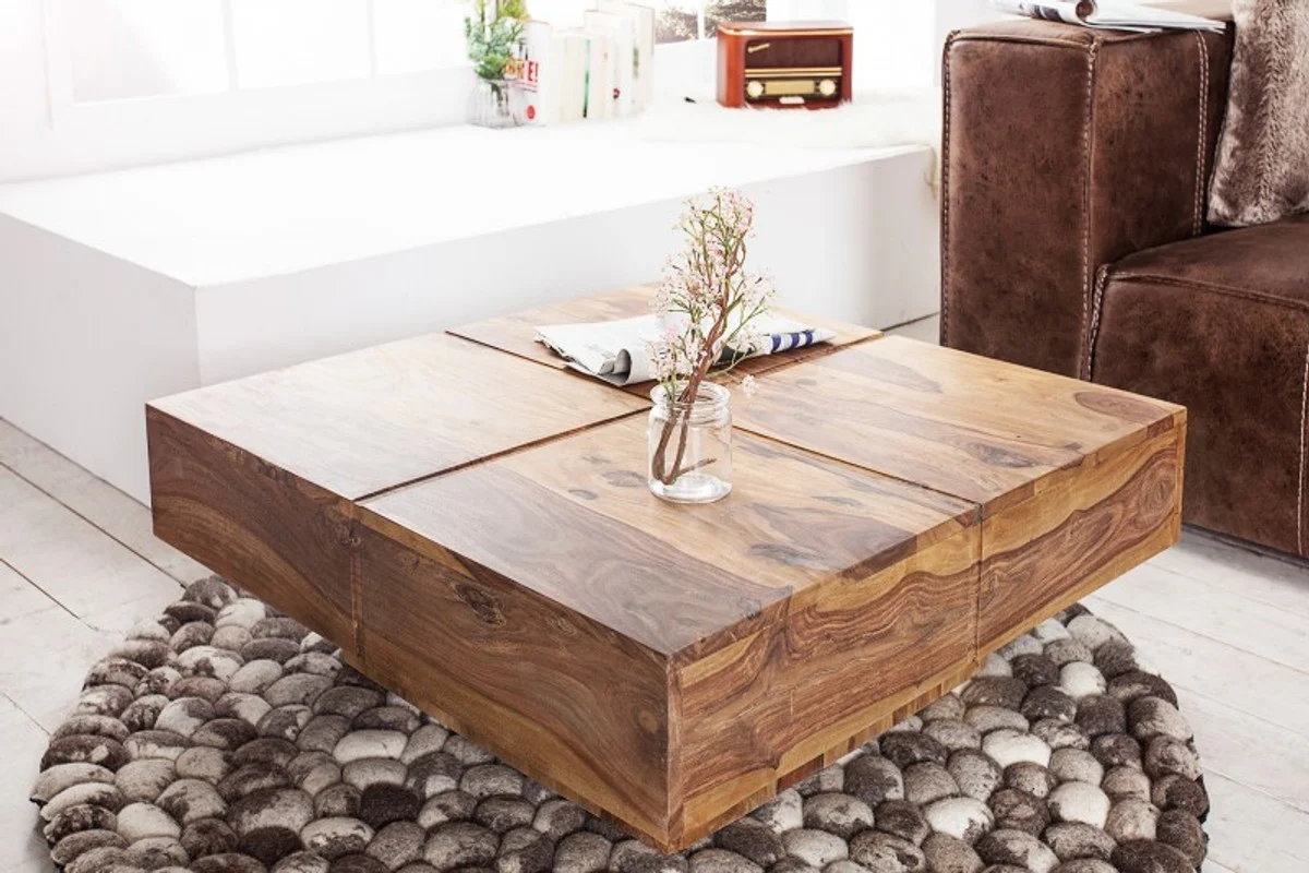 Designer solid wood coffee table natural 80 x 30 cm - salon living room table
