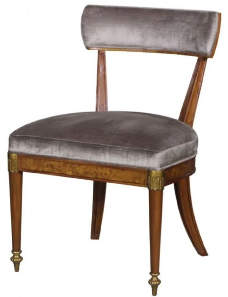 Luxury Art Nouveau dining chair light brown / brown / brass / silver 59 x 63 x H. 88 cm - luxury dining room furniture