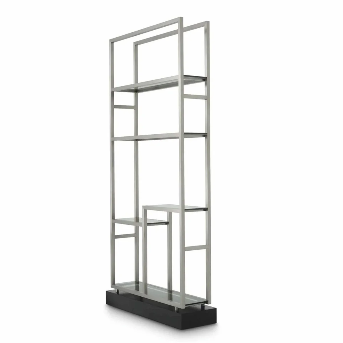 Luxury shelf cabinet with 5 glass shelves silver / black / gray H. 240.5 cm - luxury furniture