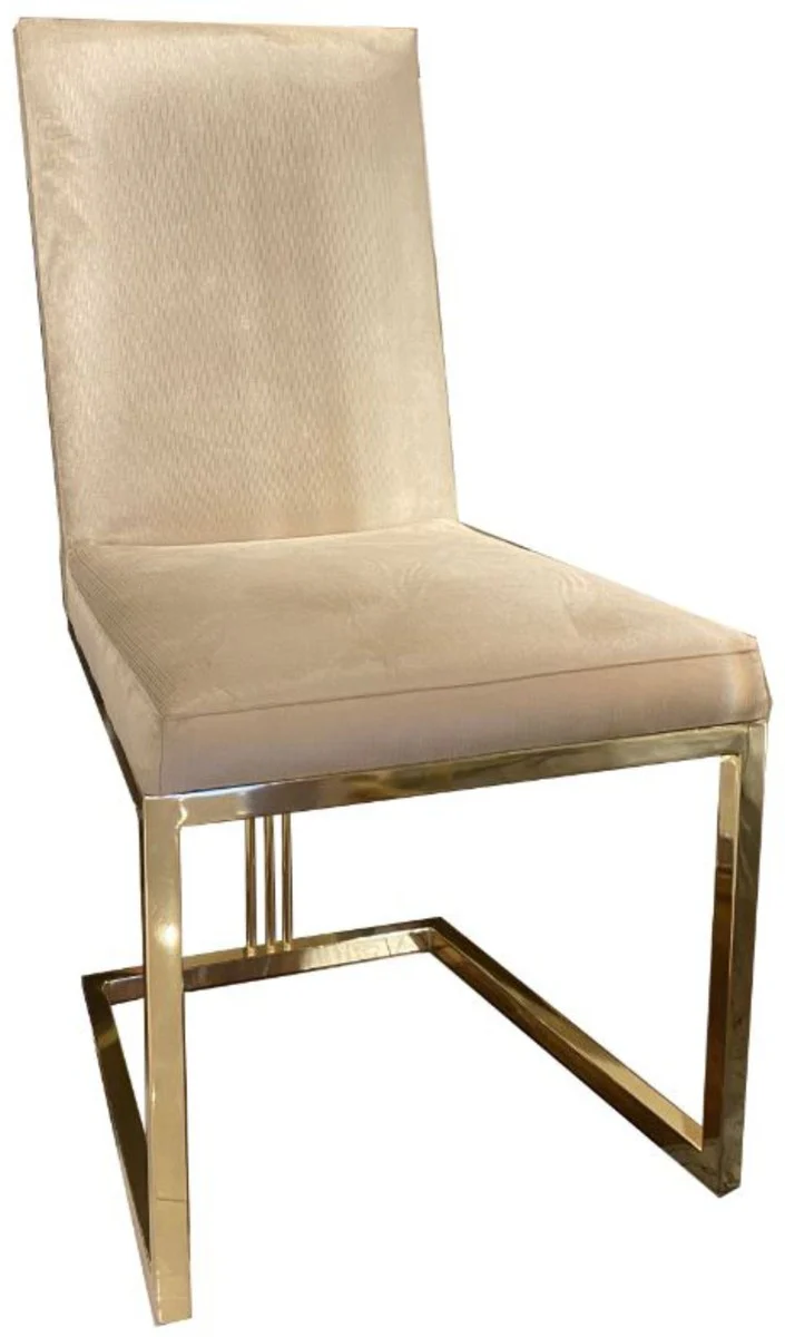Luxury dining room chair set cream / gold 50 x 60 x H. 100 cm - Noble kitchen chairs set of 6 - Luxury dining room furniture