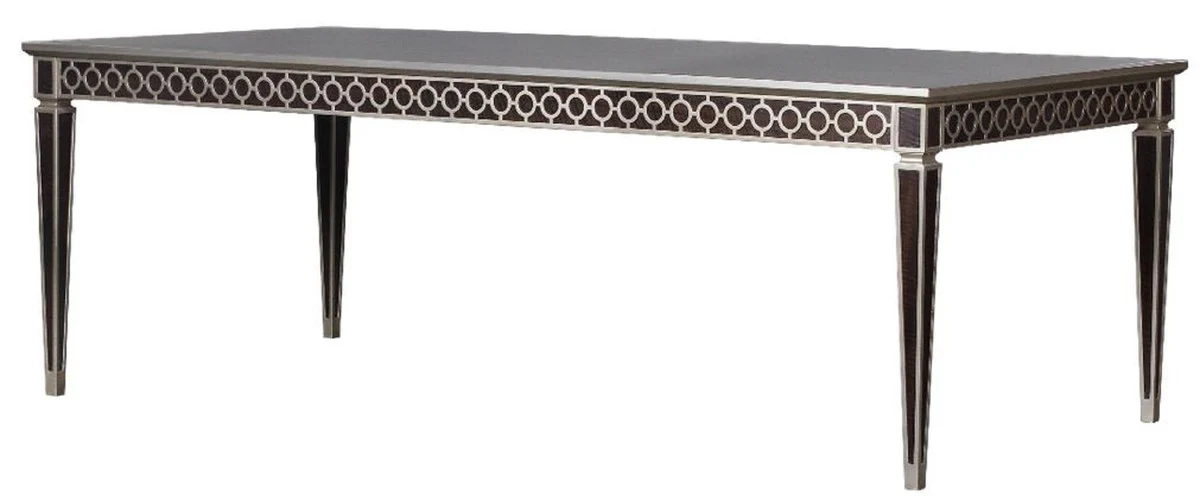 Luxury Art Deco dining table black / silver 240 x 110 x H. 78 cm - Elegant dining room table - Art Deco dining room furniture