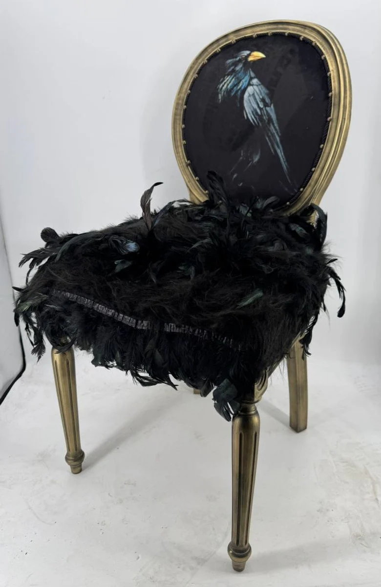 Luxury Baroque Dining Room Chair Crow Black Antique Gold - Baroque Dining Room Furniture