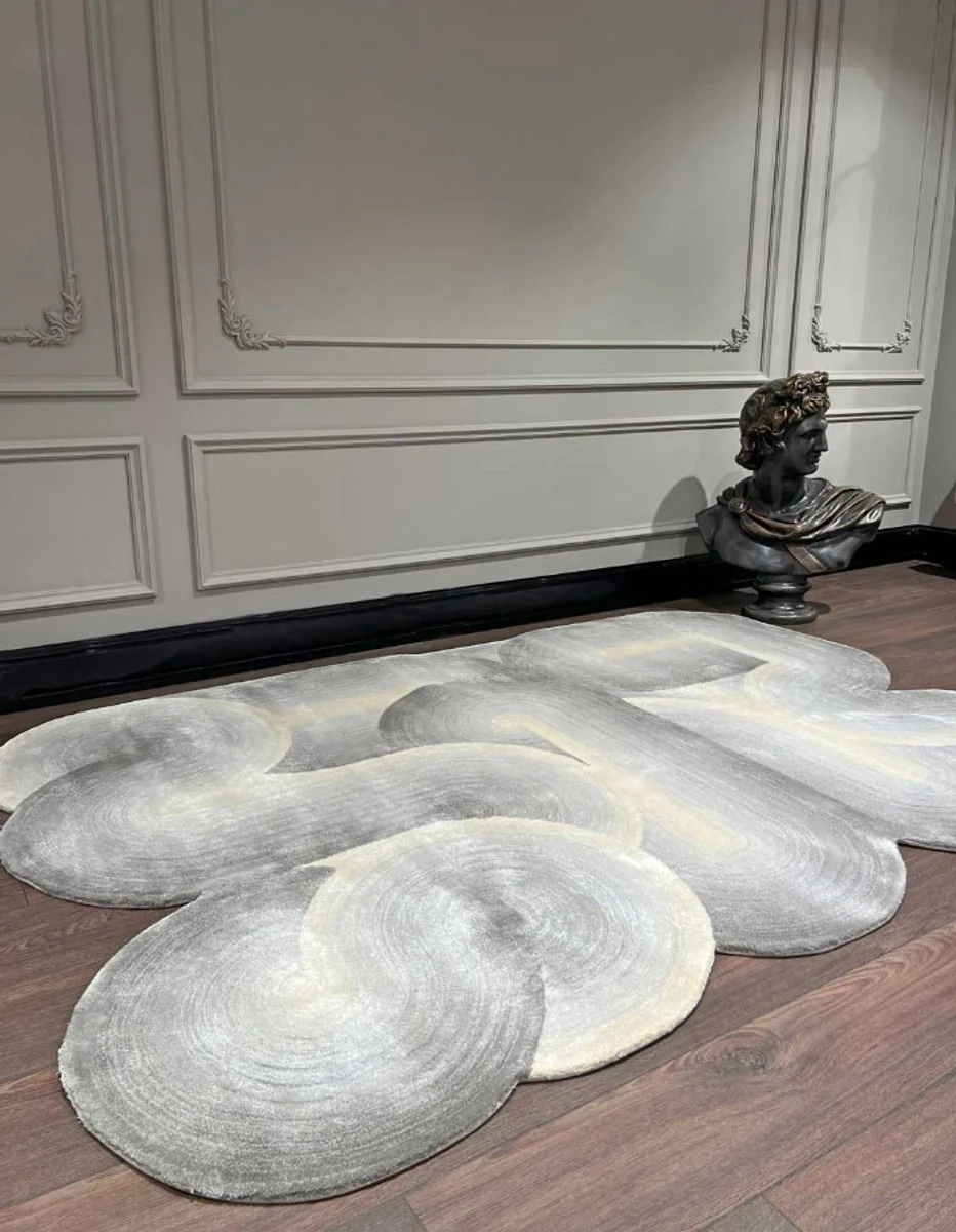 Luxury carpet gray / black / cream 160 x 230 cm - rectangular wavy living room carpet - bedroom carpet - luxury interior - luxury quality