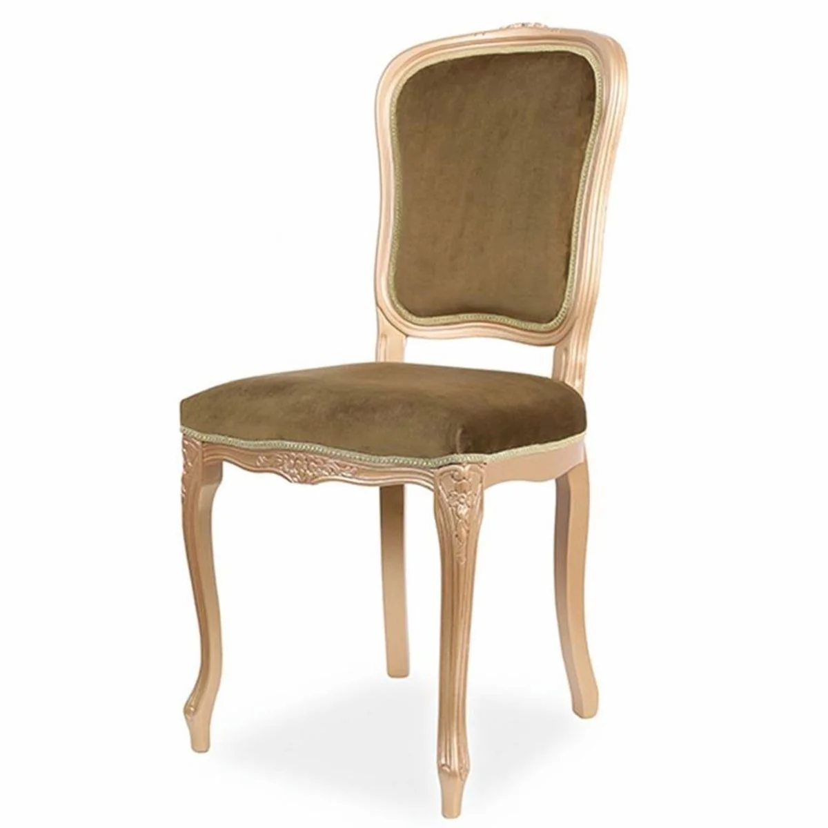 Luxury Baroque Dining Room Chair Set of 6 Olive Green / Beige H. 100 cm - Baroque Dining Room Furniture