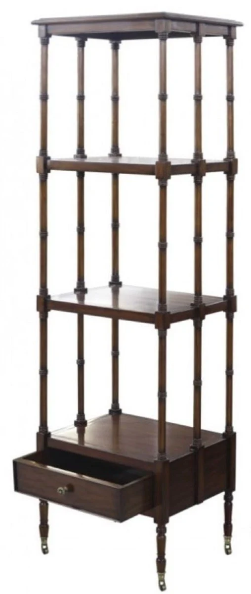 Luxury shelf cabinet with drawer dark brown 44 x 36 x H. 163 cm - luxury quality