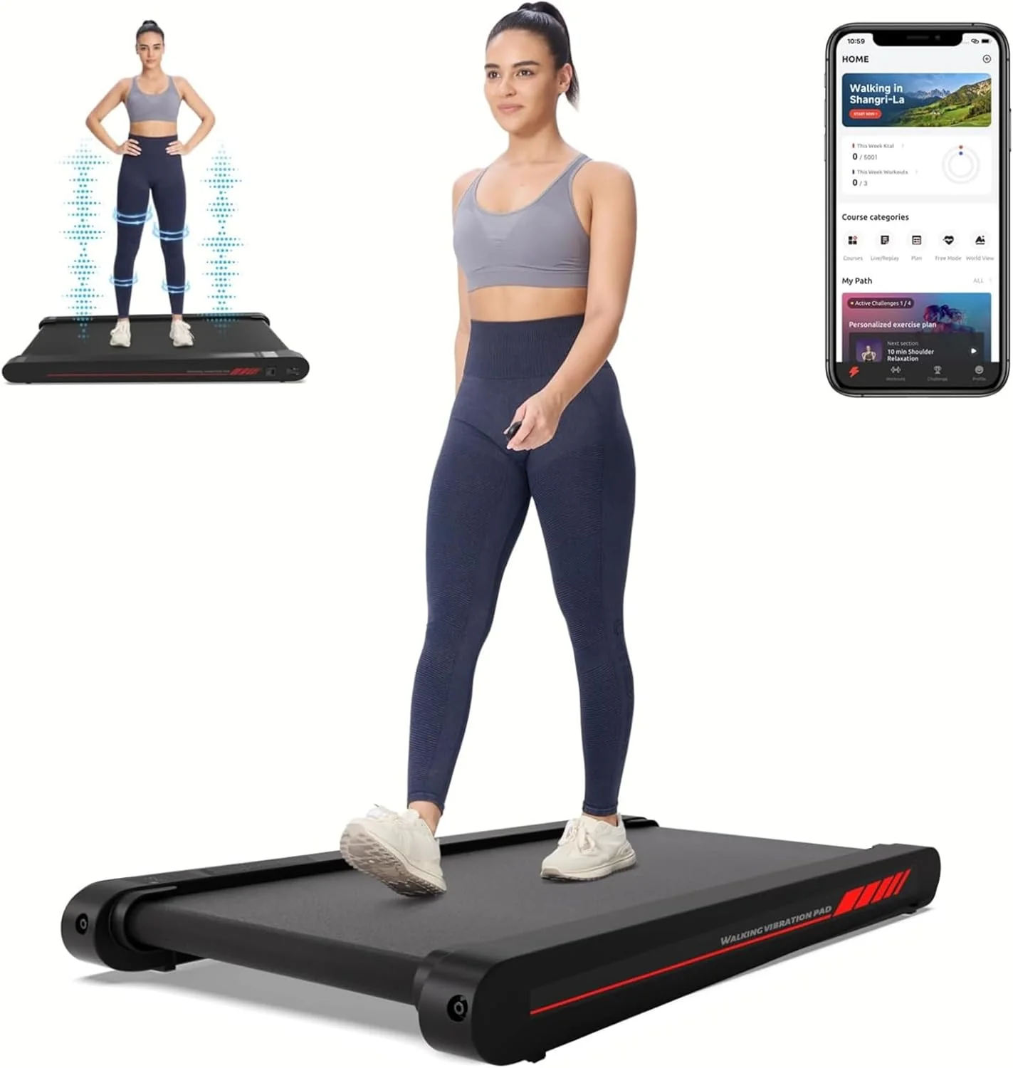 Sperax Walking Vibration Pad with APP, 3 in 1 Under Desk Treadmill, 2.5HP Low Noise Walking Treadmill Pad with Remote Control,Portable Treadmills for Home Office