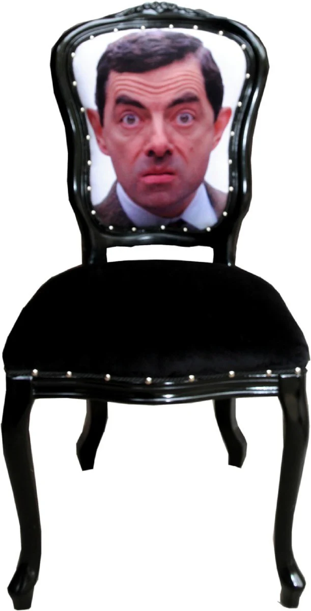 Luxury baroque dining room set caricature multicolored / black 55 x 54 x H. 103 cm - 4 handmade dining chairs - designer chairs - baroque dining room furniture