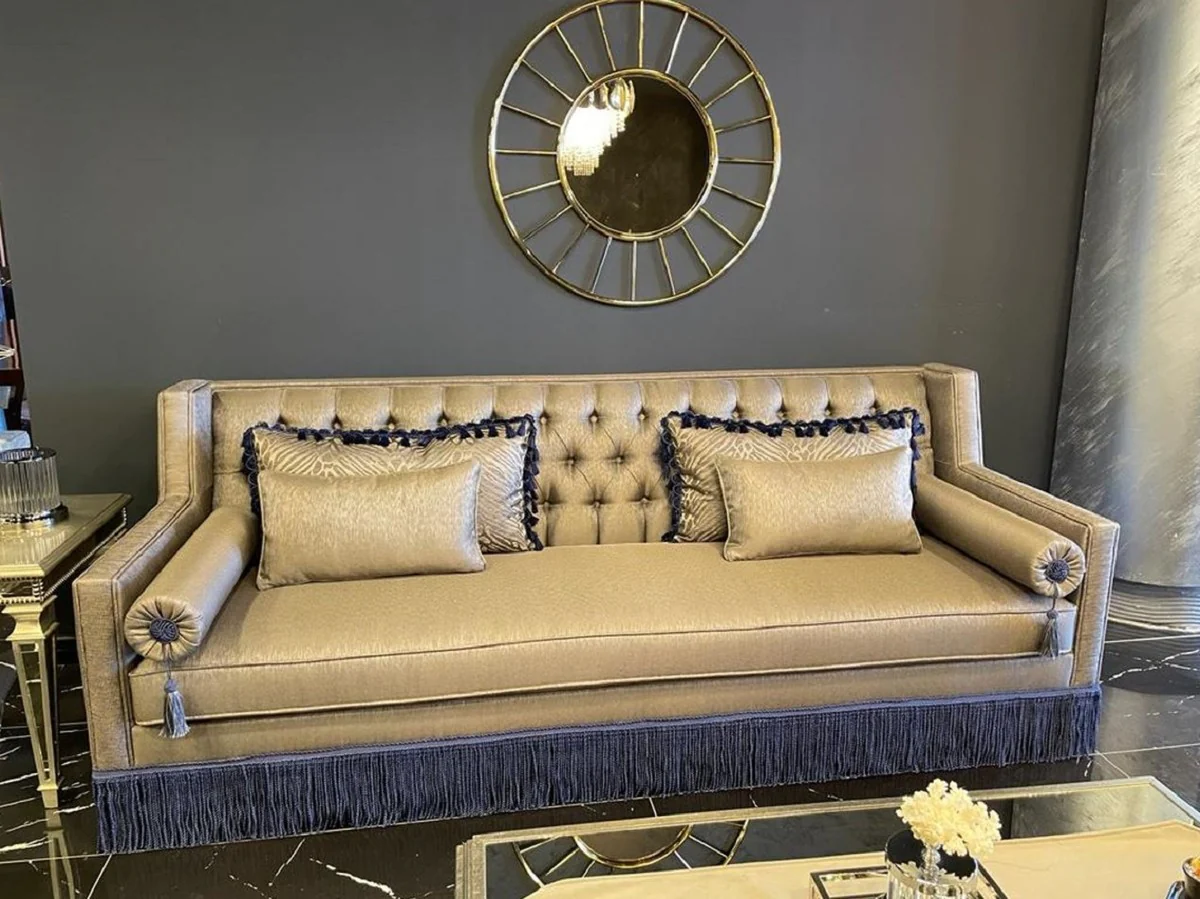 Luxury Art Deco Chesterfield Sofa Gold / Purple - Handcrafted Solid Wood Living Room Sofa - Luxury Art Deco Chesterfield Living Room Furniture