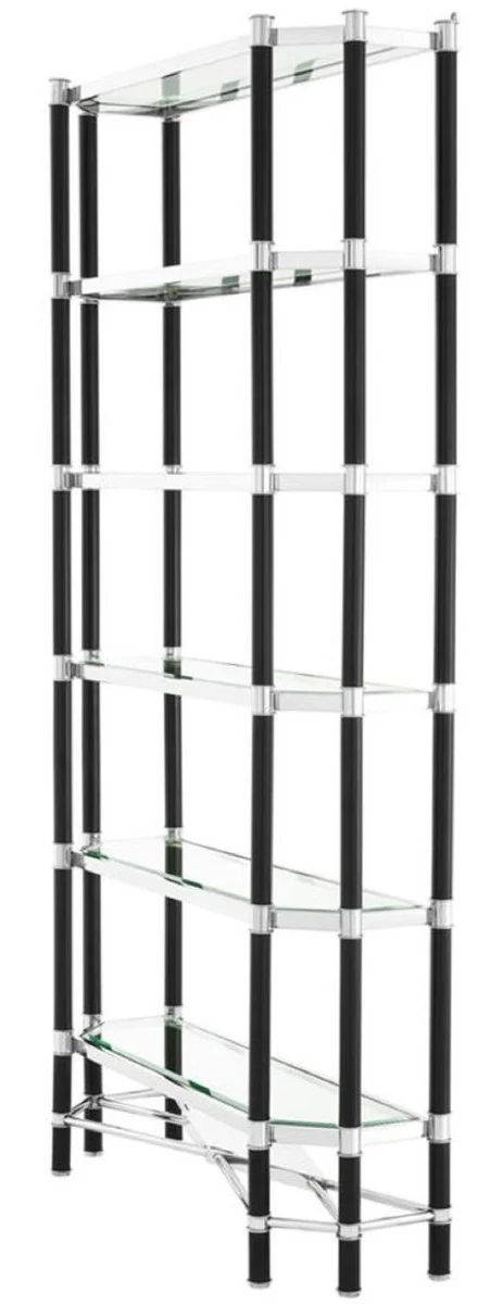 Luxury living room shelf cabinet silver / black 110 x 35 x H. 220 cm - living room cabinet