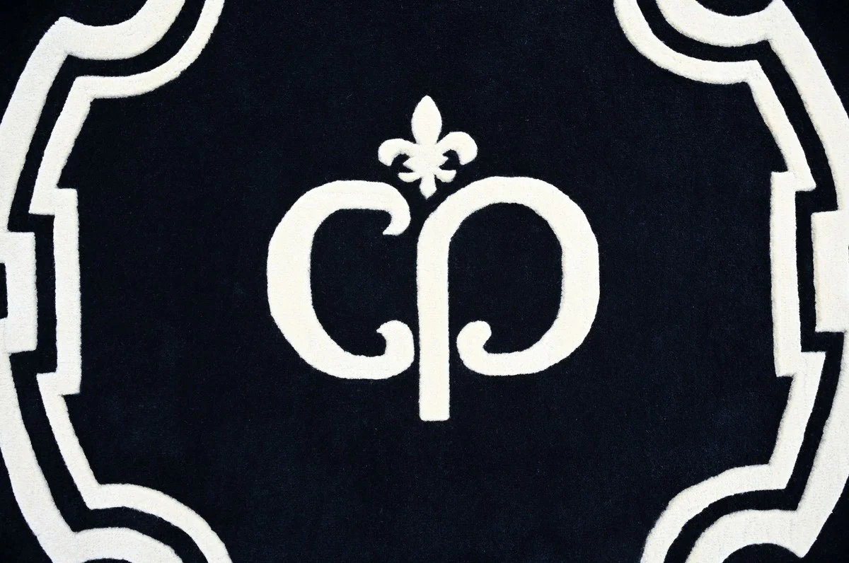 Luxury Baroque carpet black / white Ø 150 cm - Baroque Interior