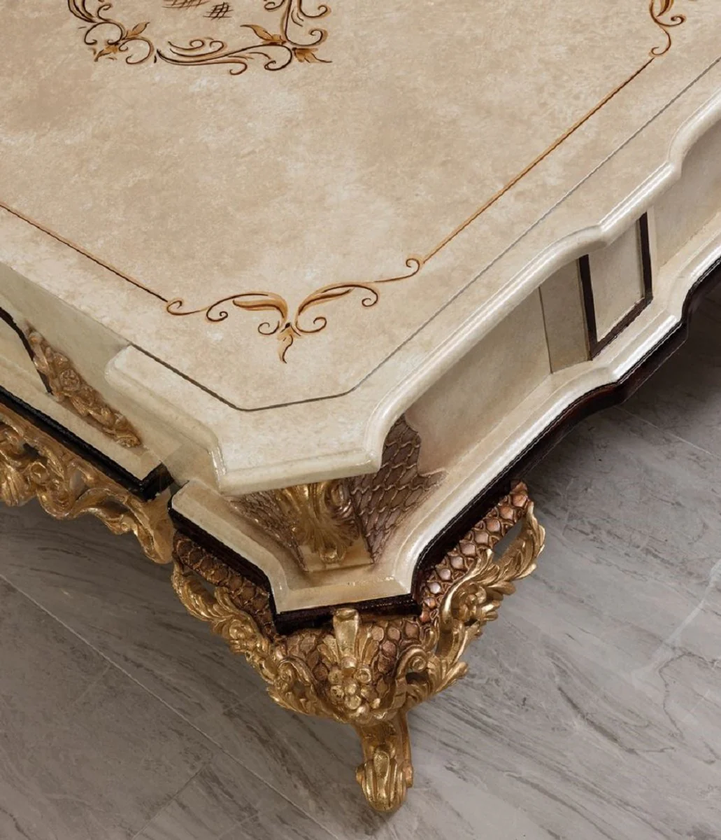 Luxury baroque coffee table cream / beige / black / gold - magnificent baroque style living room table - baroque style living room furniture - baroque furniture - luxury furniture in baroque style