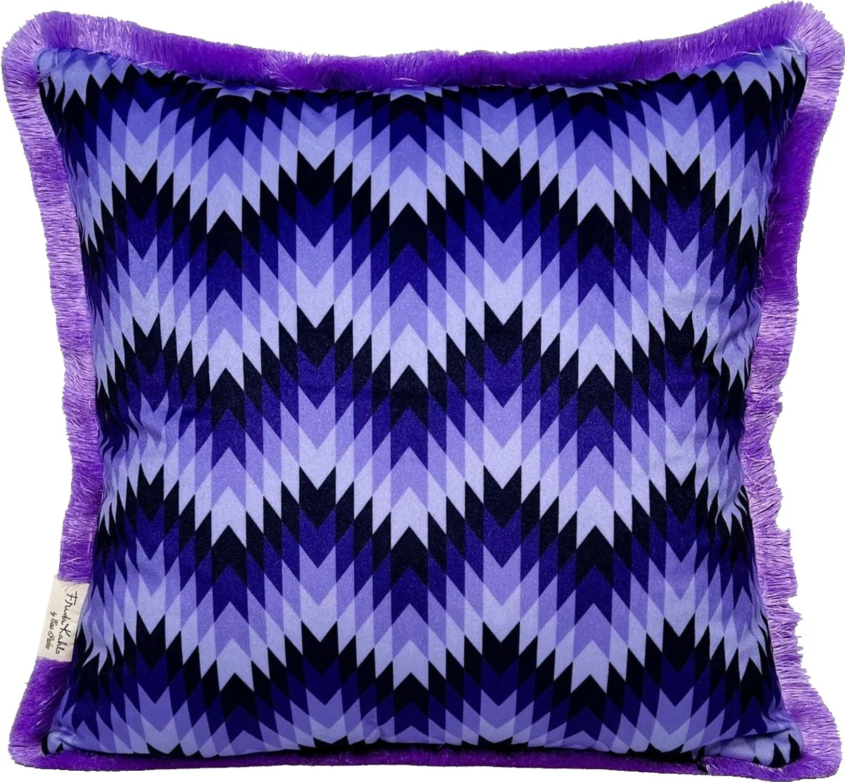 Frida Kahlo by Luxury Decorative Cushion with Rhinestones Colorful / Black / Purple