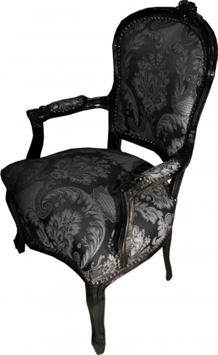 Baroque Salon Chair Black Pattern / Black - Antique Style Furniture
