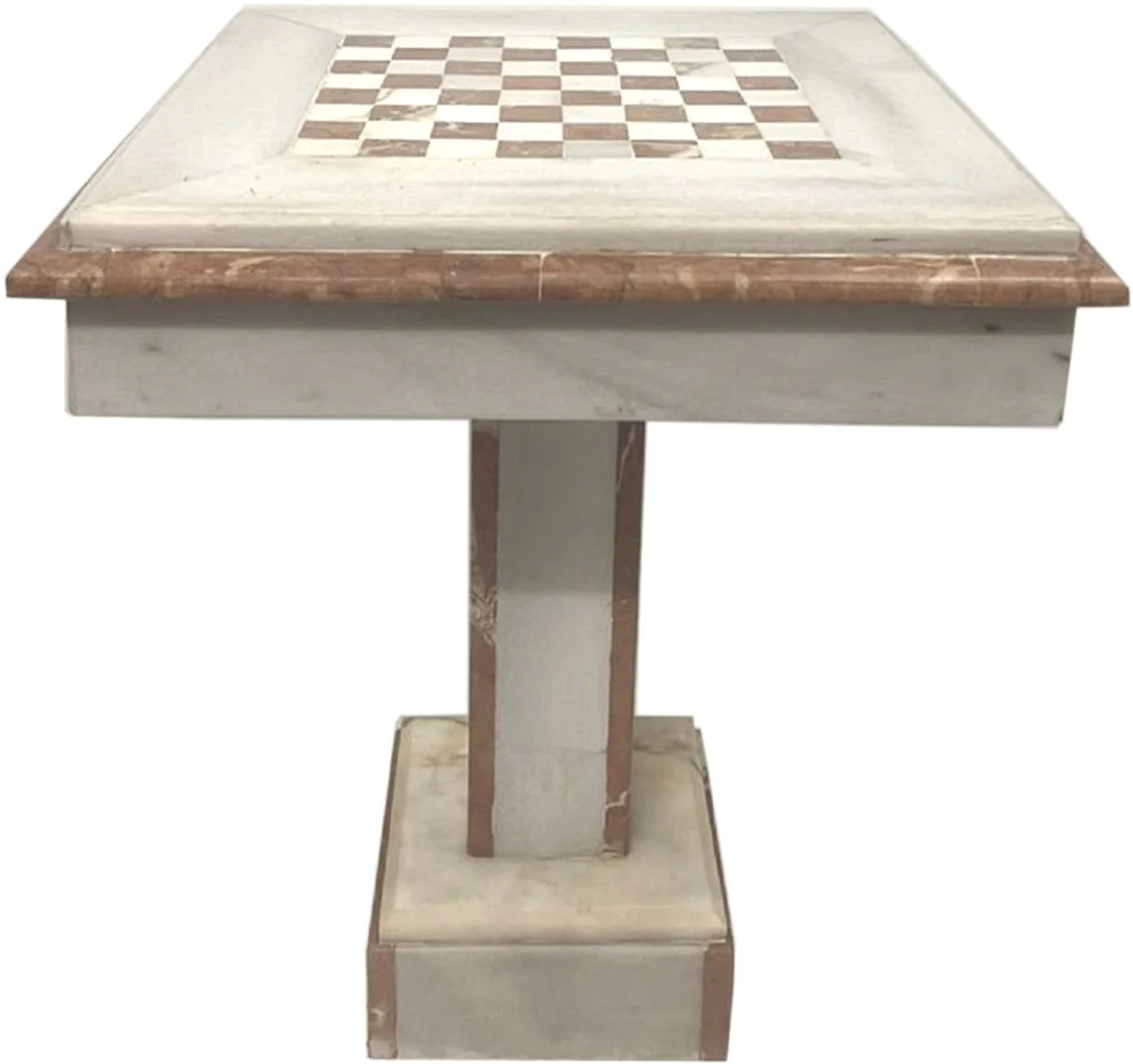 Baroque Chess Table White / Brown - Square Marble Table - Baroque Style Side Table - Baroque Style Marble Furniture - Baroque Furniture