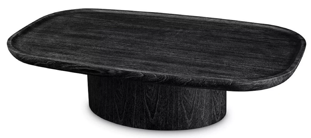 Luxury coffee table black gray 140 x 79.5 x H. 35 cm - solid wood living room table - solid wood living room furniture - luxury quality