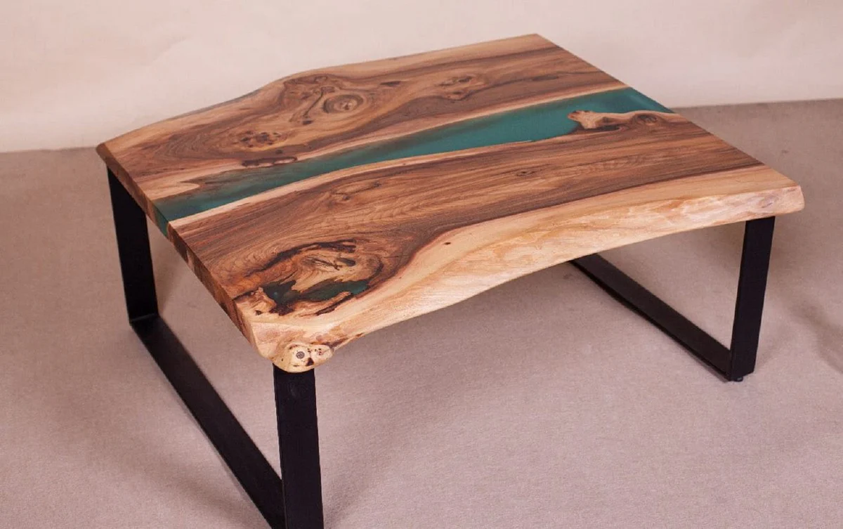 Luxury coffee table brown / natural / green / black 95 cm