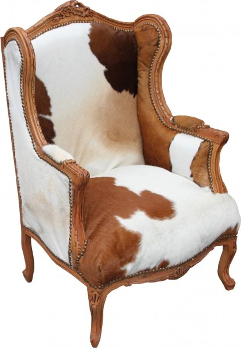 Baroque Lounge Throne Chair Cowhide Mod2 - Ear Chair - Wing Chair Tron Chair - Unique!