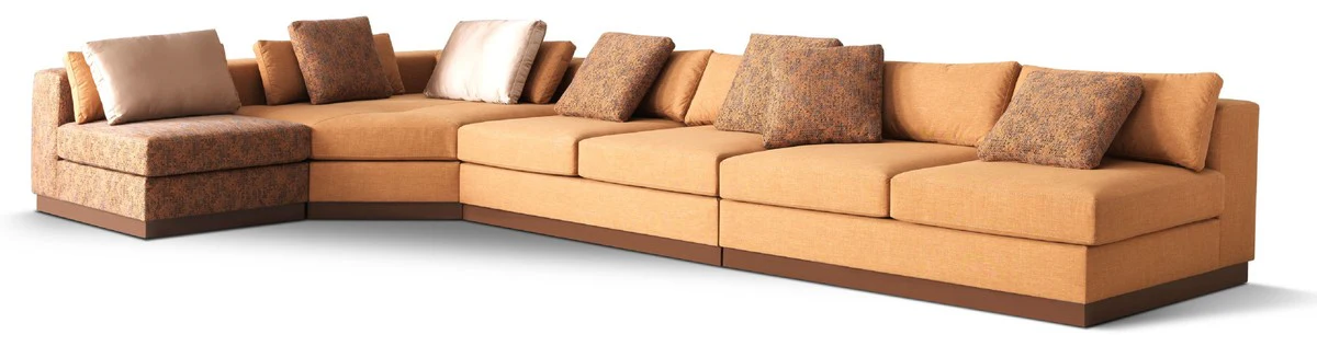 Luxury corner sofa light brown / brown / dark brown 450 x 225 x H. 73 cm - living room sofa - living room furniture - luxury furniture - luxury living room furnishings