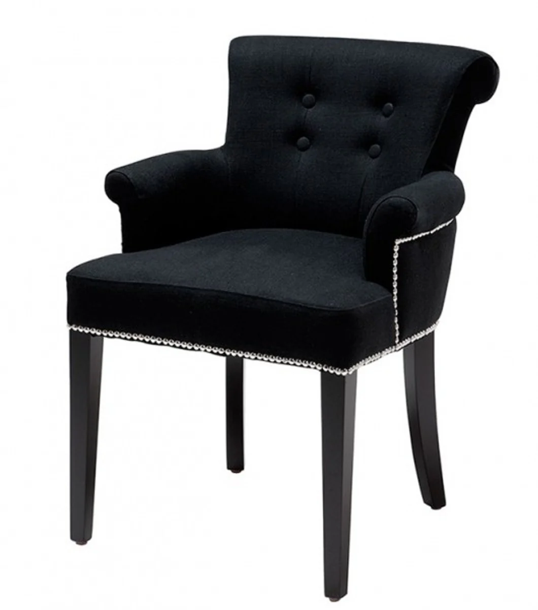 Luxury Dining Room Chair Los Angeles Black with Armrests - Furniture Restaurant Baroque Hotel