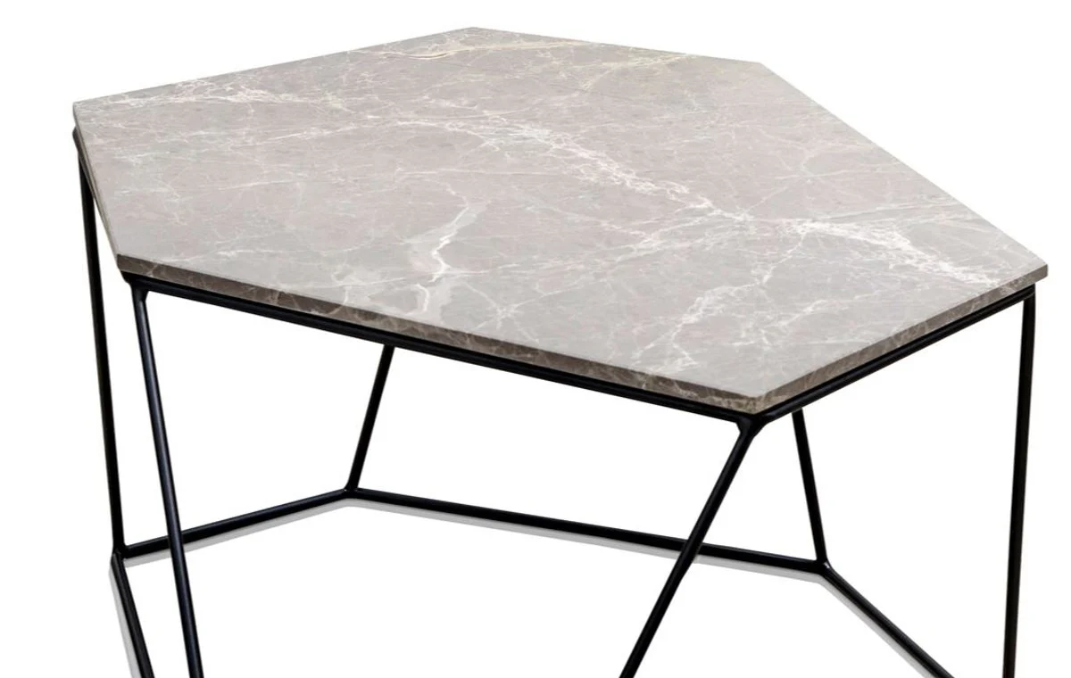 Designer coffee table gray / black 75 x 58 x H. 35 cm - luxury living room table with marble top