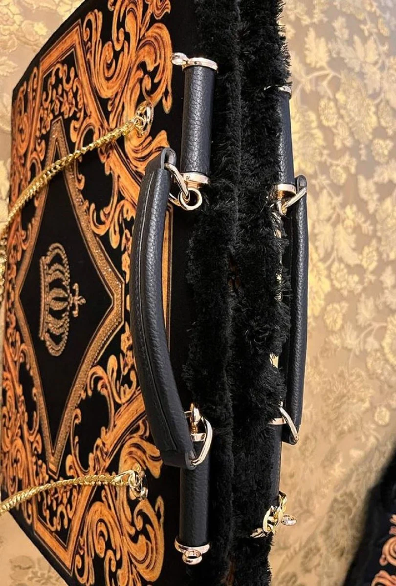 Pompöös by Luxus women's handbag crown and glitter stones black / gold 43 x H. 43 cm - designed by Harald Glööckler