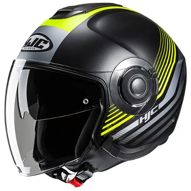 CASCO JET HJC I40 DOVA - NEGRO / AMARILLO