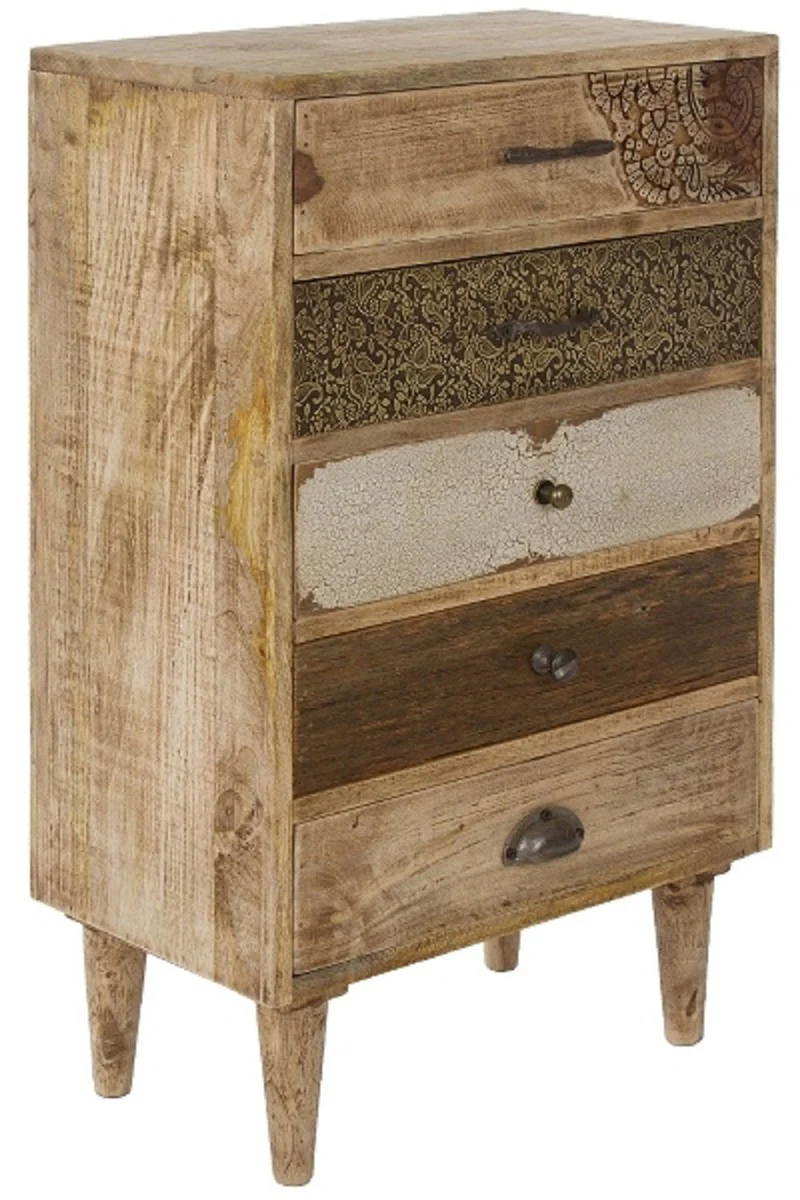 Country house style chest of drawers with 5 drawers natural / multicolored 48 x 27 x H. 80 cm - country house style furniture